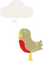 cartoon bird and thought bubble in retro style vector