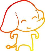 warm gradient line drawing cute cartoon elephant vector