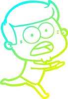 cold gradient line drawing cartoon shocked man vector