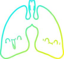 cold gradient line drawing cartoon lungs vector