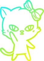 cold gradient line drawing cute cartoon cat vector