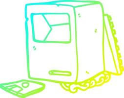 cold gradient line drawing cartoon broken old computer vector