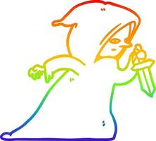 rainbow gradient line drawing assassin in dark robe vector