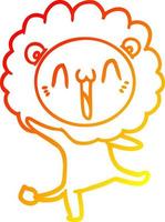 warm gradient line drawing happy cartoon lion vector