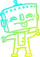 cold gradient line drawing cartoon robot vector
