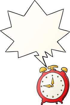 cartoon alarm clock and speech bubble in smooth gradient style vector