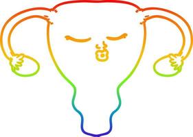rainbow gradient line drawing cartoon uterus vector