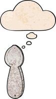 cartoon spoon and thought bubble in grunge texture pattern style vector