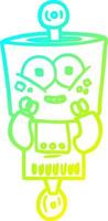cold gradient line drawing happy cartoon robot vector