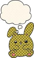 cartoon rabbit and thought bubble in comic book style vector