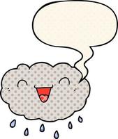 happy cartoon cloud and speech bubble in comic book style vector