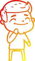 warm gradient line drawing happy cartoon man vector