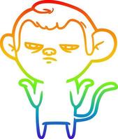 rainbow gradient line drawing cartoon monkey vector