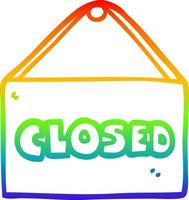 rainbow gradient line drawing cartoon closed sign vector