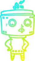 cold gradient line drawing cartoon robot vector