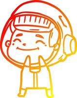 warm gradient line drawing happy cartoon astronaut vector