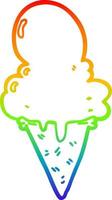 helado de dibujos animados de dibujo de línea de gradiente de arco iris vector