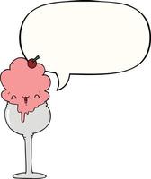 cute cartoon ice cream desert and speech bubble