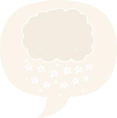 cartoon rain cloud and speech bubble in retro style