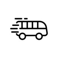 riding bus on way icon vector outline illustration