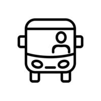 sightseeing bus with driver front view icon vector outline illustration