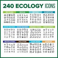 Ecology Icon Thin Line Big Set Vector