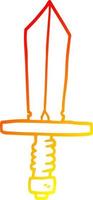 warm gradient line drawing cartoon of an old bronze sword vector