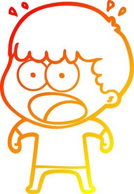warm gradient line drawing cartoon shocked man