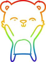 dibujo de línea de gradiente de arco iris feliz oso polar de dibujos animados vector