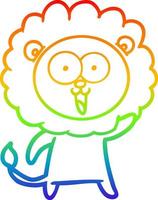 rainbow gradient line drawing happy cartoon lion vector