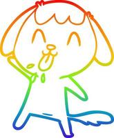 rainbow gradient line drawing cute cartoon dog vector