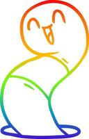 rainbow gradient line drawing cartoon happy worm vector