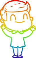 rainbow gradient line drawing cartoon friendly man vector