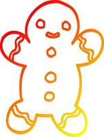 warm gradient line drawing cartoon gingerbread man vector