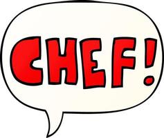 cartoon word chef and speech bubble in smooth gradient style vector