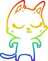 rainbow gradient line drawing calm cartoon cat vector