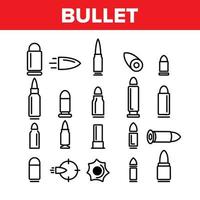 Bullet Ammunition Collection Icons Set Vector