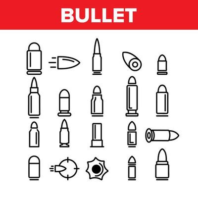 Bullet Ammunition Collection Icons Set Vector
