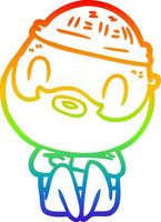 rainbow gradient line drawing cartoon bearded man vector