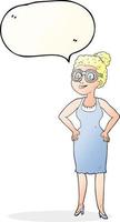 speech bubble cartoon woman wearing glasses vector