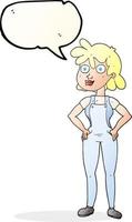 speech bubble cartoon farmer girl vector