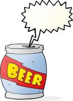 lata de cerveza de dibujos animados de burbujas de discurso vector