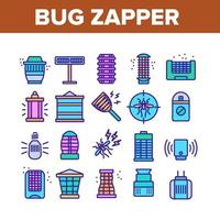 conjunto de iconos de colección de equipos bug zapper vector