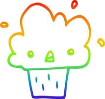 rainbow gradient line drawing cartoon cupcake vector