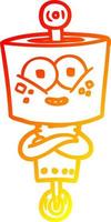 warm gradient line drawing happy cartoon robot vector