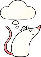 cartoon white mouse and thought bubble in smooth gradient style vector