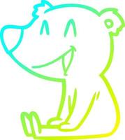 cold gradient line drawing sitting bear cartoon vector