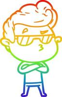 rainbow gradient line drawing cartoon cool guy vector