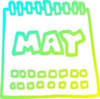 cold gradient line drawing cartoon calendar showing month of may vector