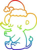 rainbow gradient line drawing cute christmas elephant vector